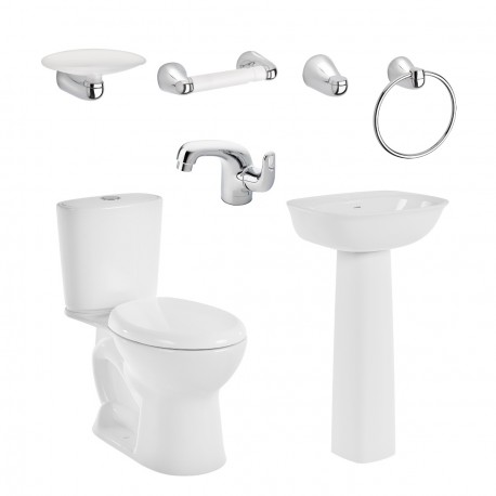 Combo Corona aluvia redondo con pedestal blanco