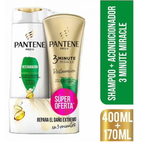 SHAMPOO PANTENE RESTAURACIÓN X400ML + ACONDICIONADOR 3MM X170ML
