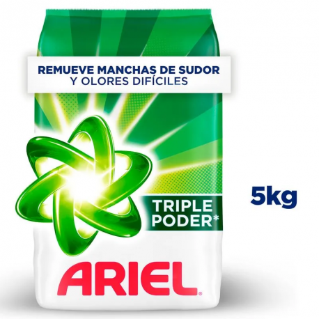 Detergente Ariel Triple Poder para Ropa Blanca Y Color X 5Kg