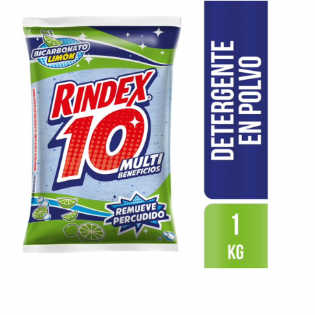 Detergente En Polvo Rindex 10 Multi Beneficios Bicarbonato Limón Jabón  1 Kg