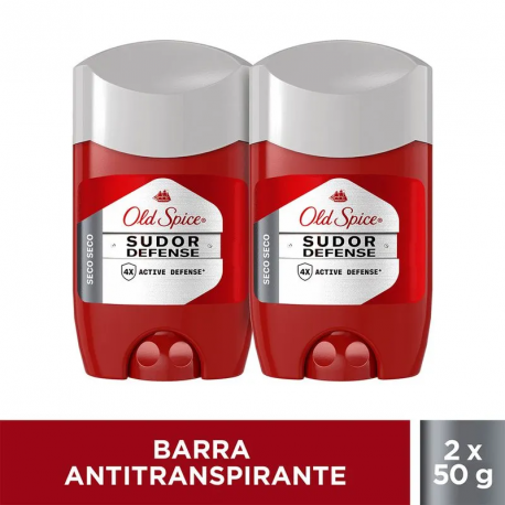 Desodorante Old Spice Sudor Defense Seco En Barra Antitranspirante 50gr X 2 Unidades