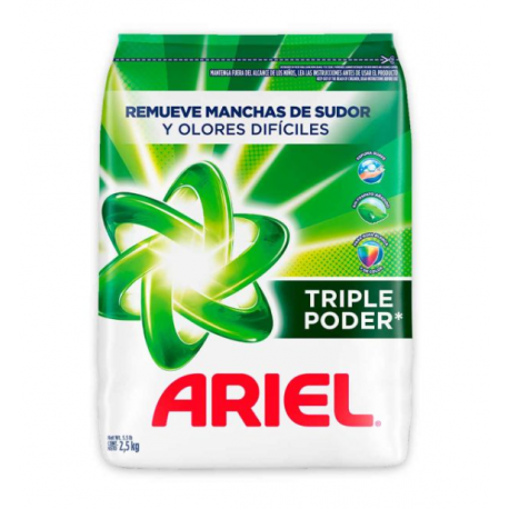Detergente Ariel En Polvo Triple Poder X 2,5 Kg