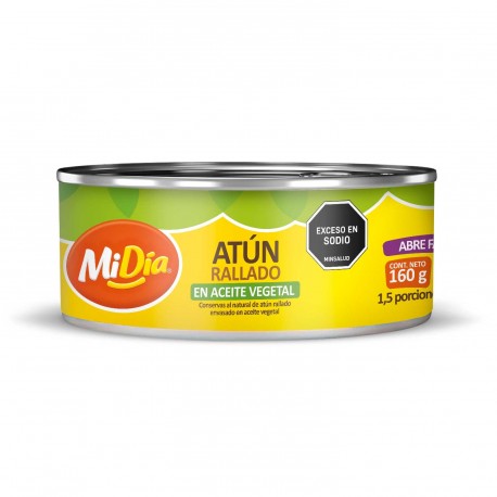 Atún Rallado en Aceite Vegetal MiDía 160Gr.