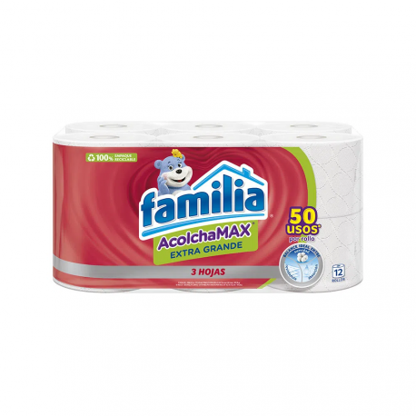 Papel Higienico Acolchamax Extragrande 4Pqx12R 24M Familia