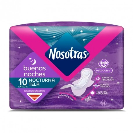 Toallas Nosotras Buenas Noches Tela Alas X 10 Und