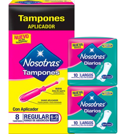 Tampones Nosotras con Aplicador 8+20 Protectores Largos