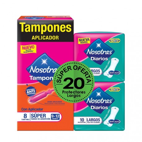 Tampon Nosotras Aplicador Super 8+20Largos
