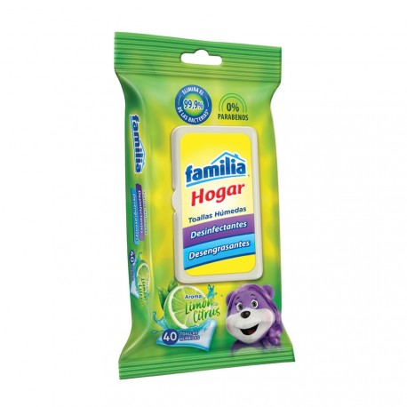Toalla Húmeda Familia Desinfectante Hogar X40 Unds