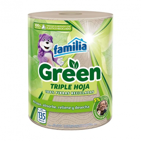 Toalla Cocina Familia Green Triple Hoja X135 Hojas
