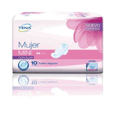 Toallas Higiénicas Tena Mujer Mini Alas X 10Und