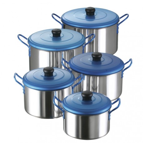 Juego Ollas Imusa Tapa Azul 