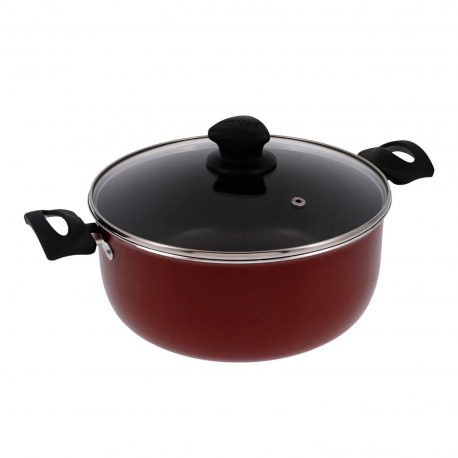 Olla Tapa Vidrio 24cm Imusa Colors Rojo