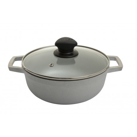 Caldero Imusa 22 cm Aluminio Fundido con Tapa de Vidrio
