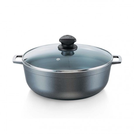 Caldero Imusa 24 cm Aluminio Fundido Antiadherente con Tapa de Vidrio