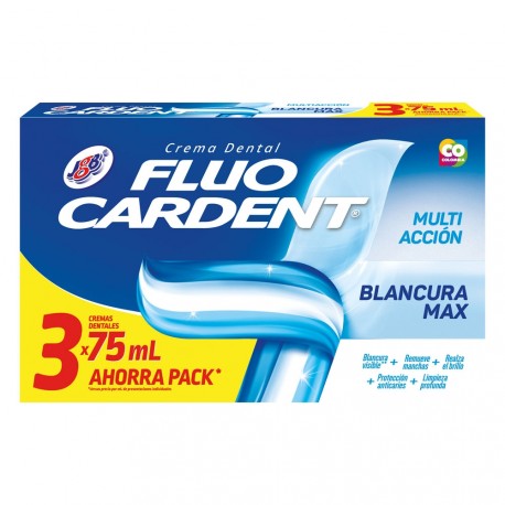 Crema Dental Fluocardent Blancura Max 75ml X3 Unds