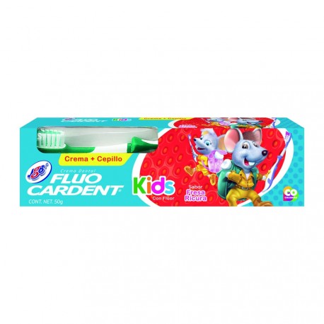 Crema Dental JGB Fluocardent Kids con Flúor 50g + Cepillo 