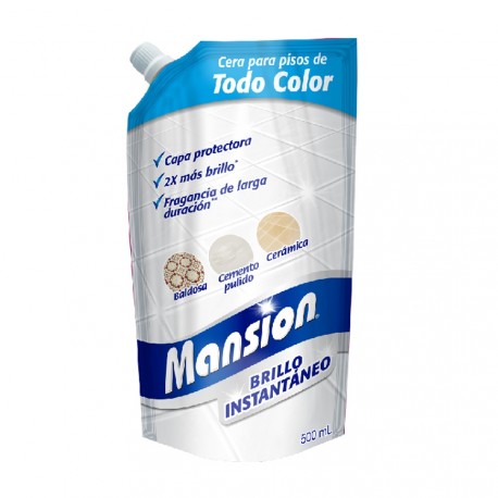 Cera Para Pisos Mansion Brillo Instantáneo Todo Color 500ml