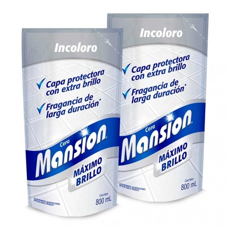 Cera Mansión Máximo Brillo 800ml x2