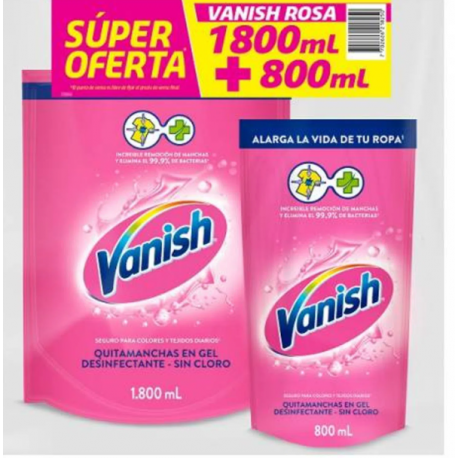 Quitamanchas Vanish Líquido Rosa 1.8L + 800ml