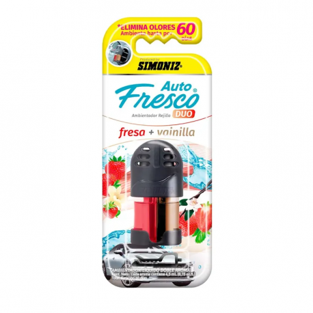 Ambientador Líquido Dúo SIMONIZ Auto Fresco 4,5 ml Aroma Fresa y Vainilla