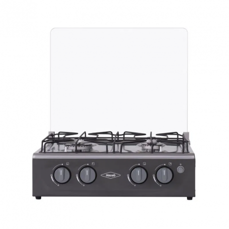 Estufa de Mesa Haceb 4 Puestos Gas Natural Avellana Vidrio Gris