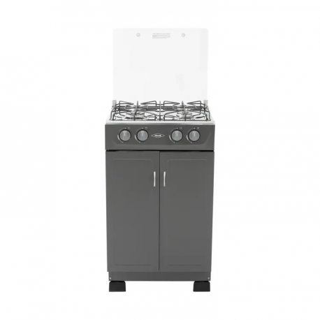Estufa de Piso Haceb 4 Puestos Gas Natural Gabinete Vidrio Gris