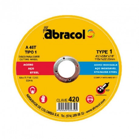 Disco Corte Fino Abracol Dp De 41/2" 1 