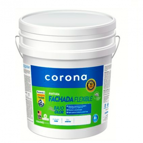 Pintura Corona Fachada Flexible Blanco x5Galon