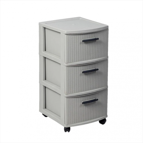 Cajonero Crochet 3 Niveles Gris MQ
