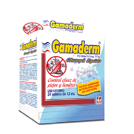 Champú  Antipiojos Gamaderm Caja X 24 Sobres 12 Ml C/U