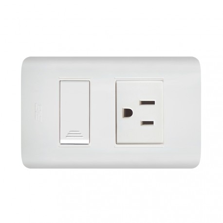 Interruptor Ave Sencillo+Toma Polo Tierra Duo Blanco