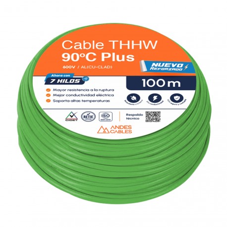 Cable FlxThhw 90C12Awg Vrd100M