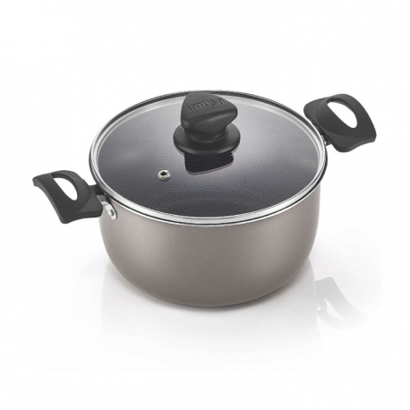 Olla con Tapa de Vidrio 18 cm ImusaTalent Antiadherente Gris