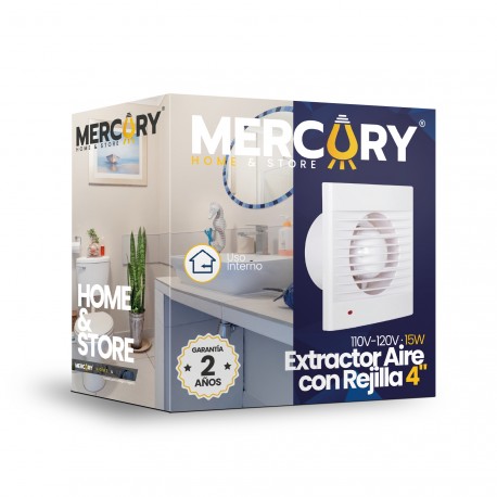 EXTRACTOR DE AIRE 4"  MERCURY CON REJILLA BLANCO EVE01