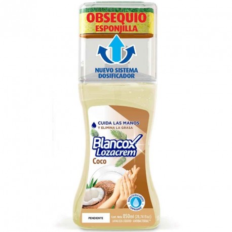 LavaLoza Blancox LozaCrem Liquido Coco x 850ml Gratis Esponja
