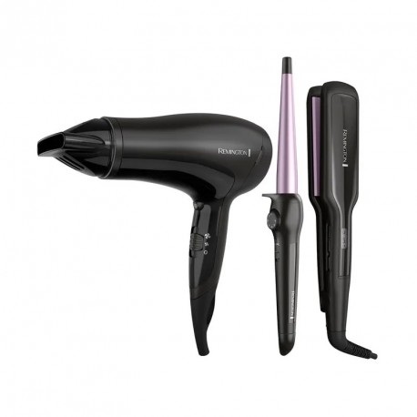 Alisadora + rizadora + secadora Remington Negro
