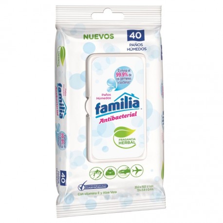 Paños Humedos Familia Antibacterial x40 Und