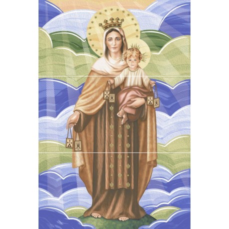 Mural Virgen Del Carmen Corona 3 Piezas Cara Única