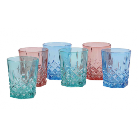 Set x 6 Vasos Cristar Diamante 3 Colores