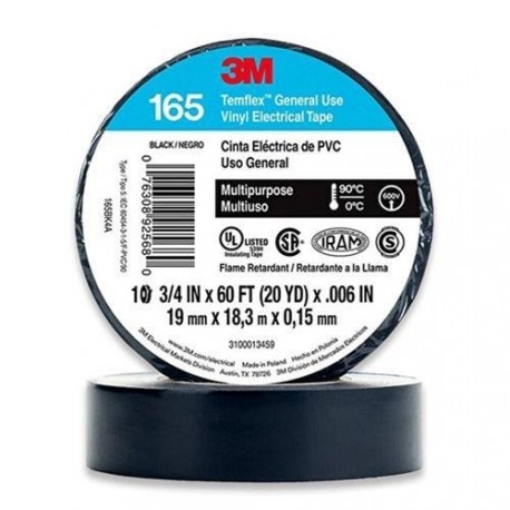 Cinta Aislante 3M Temflex 165 19mm X 18mts Negra