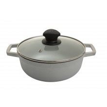 Caldero Imusa 22 cm Aluminio Fundido con Tapa de Vidrio