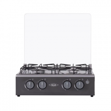 Estufa de Mesa Haceb 4 Puestos Gas Natural Avellana Vidrio Gris