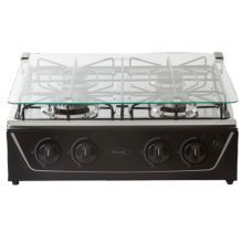 Estufa de Mesa Haceb 4 Puestos Gas Natural Avellana Vidrio Negro